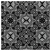 Schwarz-Weiß-Barock-Gotische Mosaikmuster Stoff (Muster)
