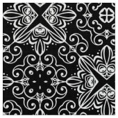 Schwarz-Weiß-Barock-Gotische Mosaikmuster Stoff (Nahaufnahme)