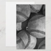 Schwarz-Weiß-Baseball Briefpapier (Vorne/Hinten)