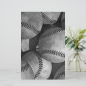 Schwarz-Weiß-Baseball Briefpapier (Stehend Vorderseite)
