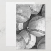 Schwarz-Weiß-Baseball Briefpapier (Vorne/Hinten)