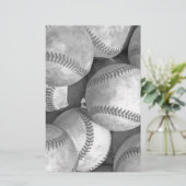 Schwarz-Weiß-Baseball Briefpapier (Stehend Vorderseite)