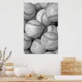 Schwarz-Weiß-Baseball Einzigartiges Kunstwerk Poster (Küche)