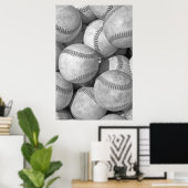 Schwarz-Weiß-Baseball Einzigartiges Kunstwerk Poster (Heimbüro)