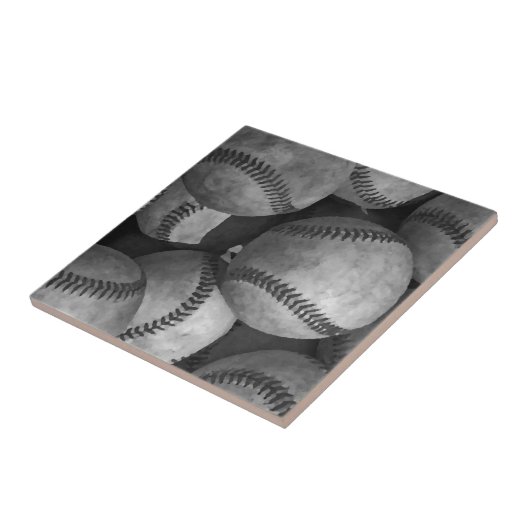 Schwarz-Weiß-Baseball Fliese (Seite)