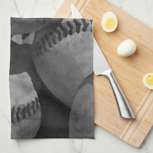 Schwarz-Weiß-Baseball Geschirrtuch (Viertel Falte)