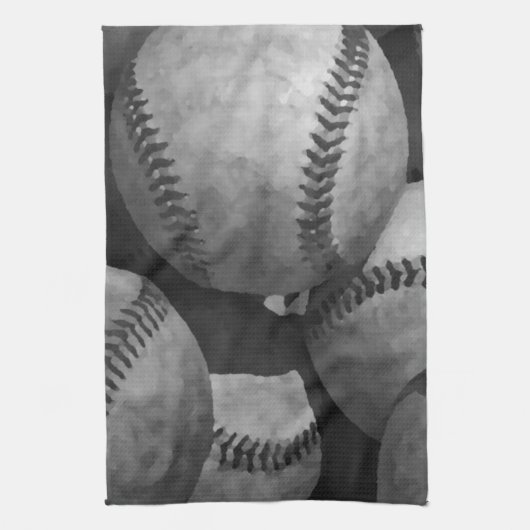 Schwarz-Weiß-Baseball Geschirrtuch (Vertikal)