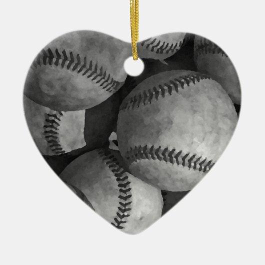 Schwarz-Weiß-Baseball Keramik Ornament (Vorne)