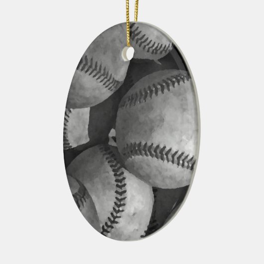 Schwarz-Weiß-Baseball Keramikornament (Links)