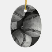 Schwarz-Weiß-Baseball Keramikornament (Vorne)