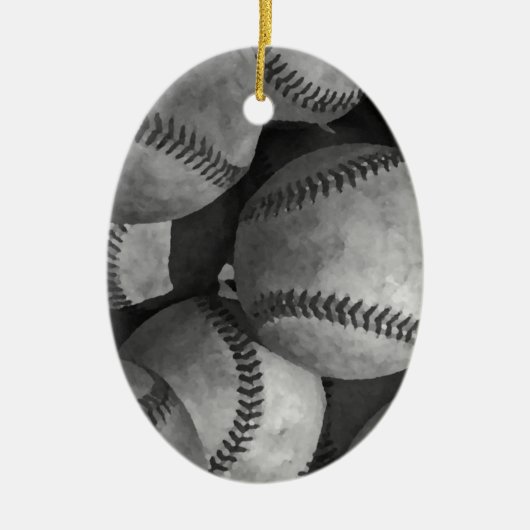 Schwarz-Weiß-Baseball Keramikornament (Vorne)