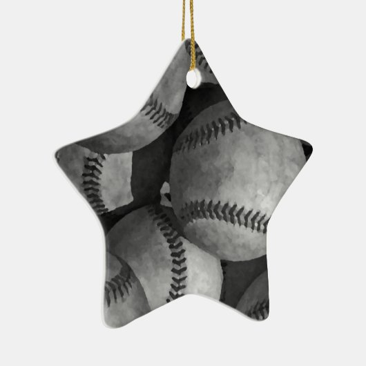 Schwarz-Weiß-Baseball Keramikornament (Rechts)