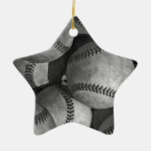 Schwarz-Weiß-Baseball Keramikornament (Vorne)