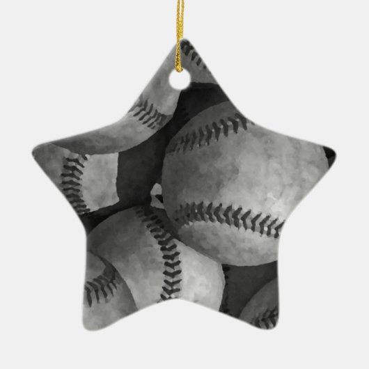 Schwarz-Weiß-Baseball Keramikornament (Vorne)