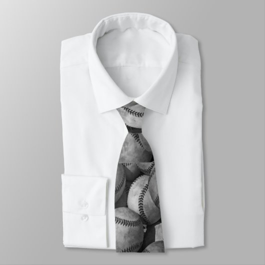 Schwarz-Weiß-Baseball Krawatte (Gebunden)