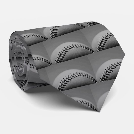 Schwarz-Weiß-Baseball Krawatte (Gerollt)