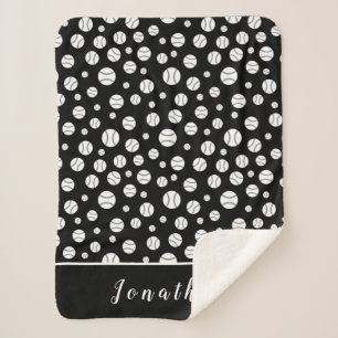 Schwarz-Weiß-Baseball-Kugelmuster Personalisiert Sherpadecke