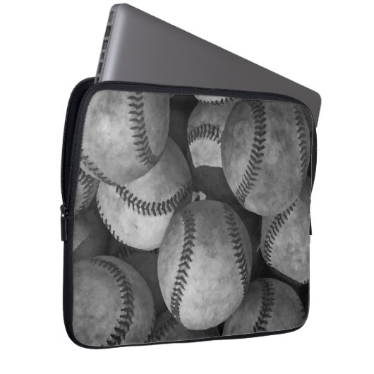 Schwarz-Weiß-Baseball Laptopschutzhülle (Vorne Rechts)
