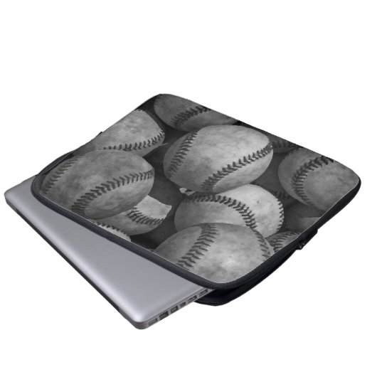 Schwarz-Weiß-Baseball Laptopschutzhülle (Vorne Knopf)