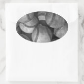 Schwarz-Weiß-Baseball Ovaler Aufkleber (Tasche)