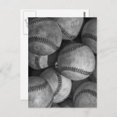 Schwarz-Weiß-Baseball Postkarte (Vorne/Hinten)