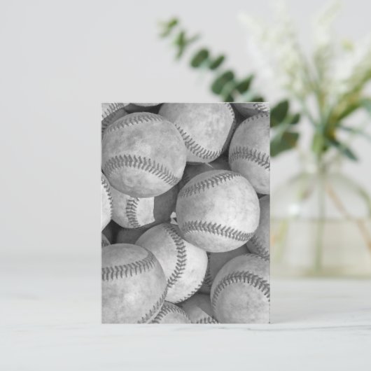 Schwarz-Weiß-Baseball Postkarte (Stehend Vorderseite)