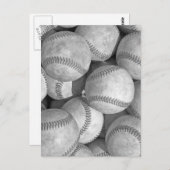 Schwarz-Weiß-Baseball Postkarte (Vorne/Hinten)