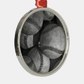 Schwarz-Weiß-Baseball Silbernes Ornament (Rechts)