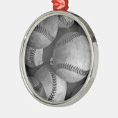 Schwarz-Weiß-Baseball Silbernes Ornament (Links)