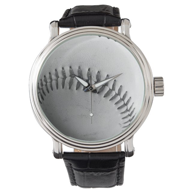 Schwarz-Weiß-Baseballstiche Armbanduhr (Vorderseite)
