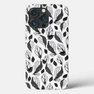 Schwarz-Weiß-Basil-Blätter Herb-Pflanze-Muster Case-Mate iPhone Hülle