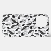 Schwarz-Weiß-Basil-Blätter Herb-Pflanze-Muster Case-Mate iPhone Hülle (Rückseite (Horizontal))