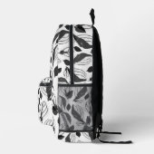 Schwarz-Weiß-Basil-Leaf-Muster Bedruckter Rucksack (Rechts)