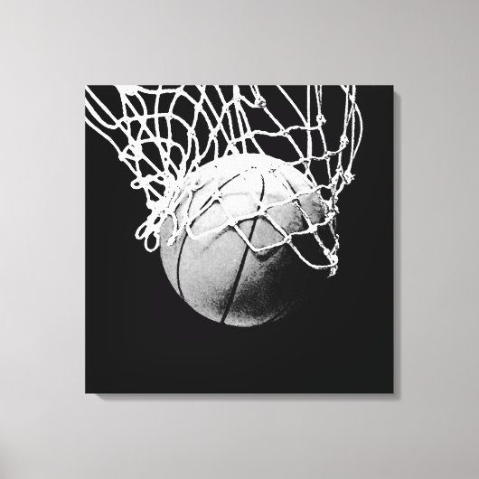 Schwarz-Weiß-Basketball-Artwork Leinwanddruck (Vorderseite)