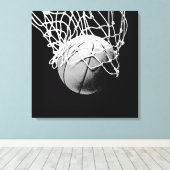 Schwarz-Weiß-Basketball-Artwork Leinwanddruck (Insitu (Holzboden))