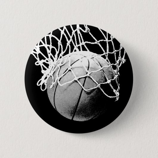 Schwarz-Weiß-Basketball Button (Vorderseite)