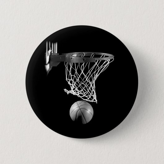 Schwarz-Weiß-Basketball Button (Vorderseite)