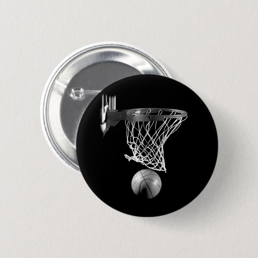 Schwarz-Weiß-Basketball Button (Vorne & Hinten)