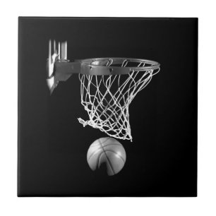 Schwarz-Weiß-Basketball Fliese