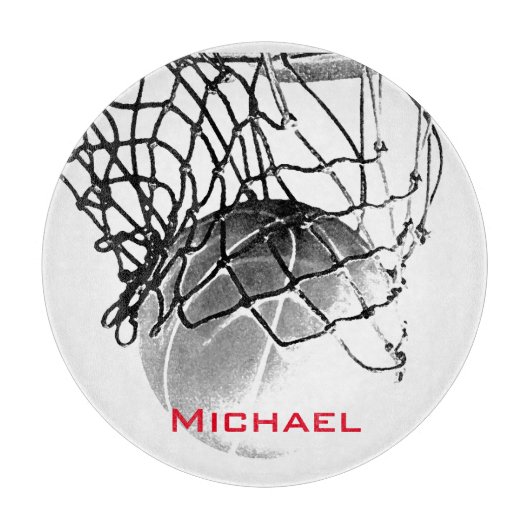 Schwarz-Weiß-Basketball Fügen Sie Ihren Namen hinz Schneidebrett (Vorderseite)