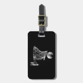 Schwarz-Weiß-Basketball Gepäckanhänger (Vorderseite vertikal)