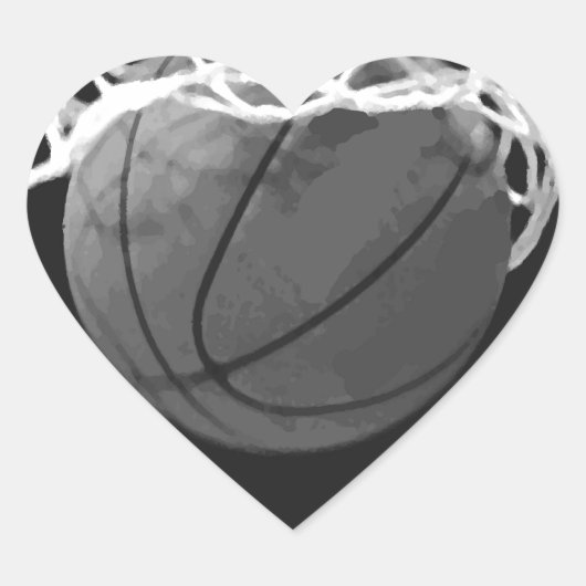 Schwarz-Weiß-Basketball Herz-Aufkleber (Vorderseite)