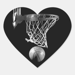 Schwarz-Weiß-Basketball Herz-Aufkleber