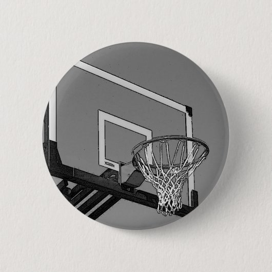 Schwarz-Weiß-Basketball-Hoop Button (Vorderseite)