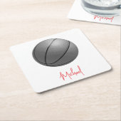 Schwarz-Weiß-Basketball Ihr Name Rechteckiger Pappuntersetzer (angewinkelt)