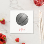 Schwarz-Weiß-Basketball Ihr Name Serviette (Beispiel)
