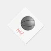 Schwarz-Weiß-Basketball Ihr Name Serviette (Ecke)