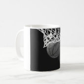 Schwarz-Weiß-Basketball Kaffeetasse (Vorderseite Links)