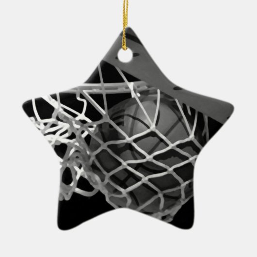 Schwarz-Weiß-Basketball Keramik Ornament (Vorne)