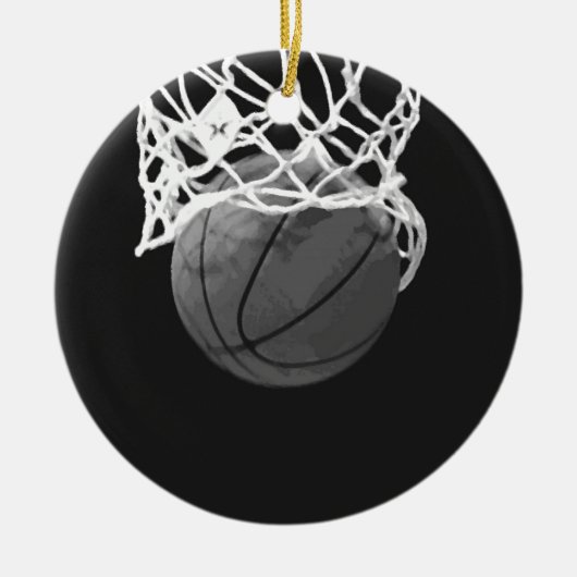 Schwarz-Weiß-Basketball Keramikornament (Vorne)